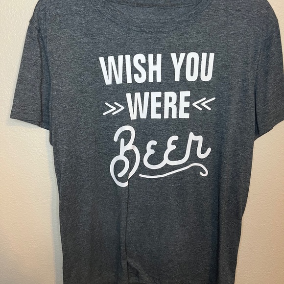 Wish You Were Beer Classic T-Shirt Women's Size Medium Dark Gray Funny Graphic T - Picture 3 of 5